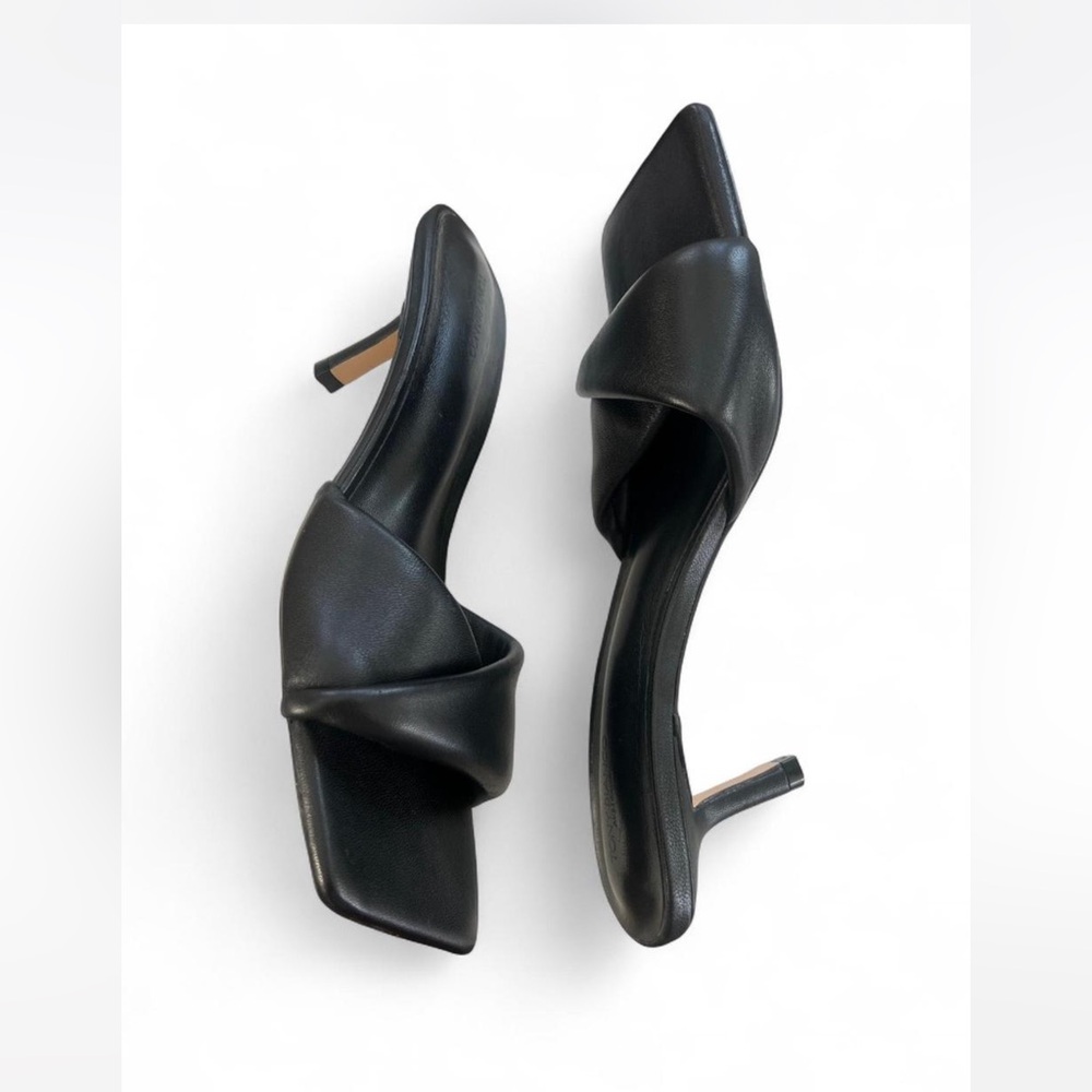 Tony Bianco Black Twisted Strap Mule Heels